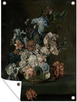 Tuinposter - Tuindoek - Tuinposters buiten - Stilleven met bloemen, Cornelia van der Mijn, 1762 - 90x120 cm - Tuin