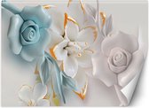 Trend24 - Behang - Bloemen Abstract - Vliesbehang - Fotobehang 3D - Behang Woonkamer - 100x70 cm - Incl. behanglijm