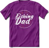 Fishing Dad - Vissen T-Shirt | Oranje | Grappig Verjaardag Vis Hobby Cadeau Shirt | Dames - Heren - Unisex | Tshirt Hengelsport Kleding Kado - Paars - L