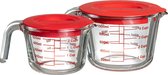 Cookinglife Maatbeker Set (500 ml & 1 Liter) - met deksel - hittebestendig glas