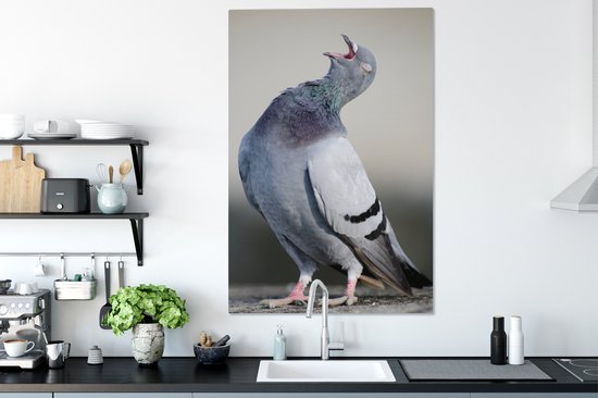Tableau Peinture Pigeon Chanteur - 80x120 cm - Décoration murale