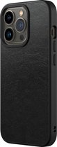 Apple iPhone 13 Pro Hoesje - Rhinoshield - SolidSuit Serie - Hard Kunststof Backcover - Leather Black - Hoesje Geschikt Voor Apple iPhone 13 Pro