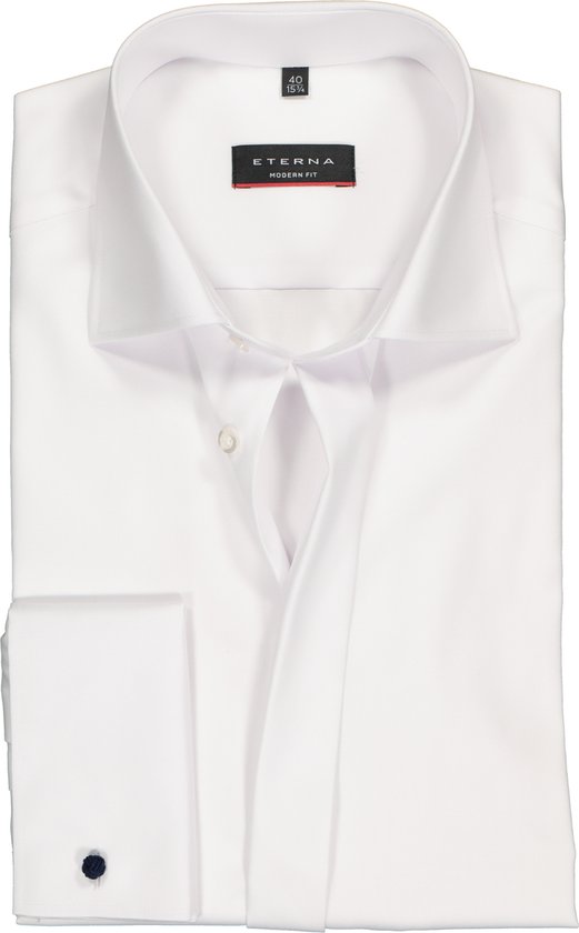 ETERNA modern fit overhemd - dubbele manchet - niet doorschijnend twill heren overhemd - wit - Strijkvrij - Boordmaat: 44
