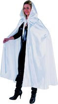 Elfen Feeen & Fantasy Kostuum | Glanzend Witte Cape Met Capuchon Vrouw | One Size | Halloween | Verkleedkleding