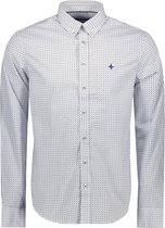 Haze & Finn Overhemd Printed Shirt Cotton Regular Stretch Mc17 0110 23 Blanc De Blanc Diamond Drops Mannen Maat - XL