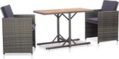 Medina 3-delige Bistroset met kussens poly rattan grijs