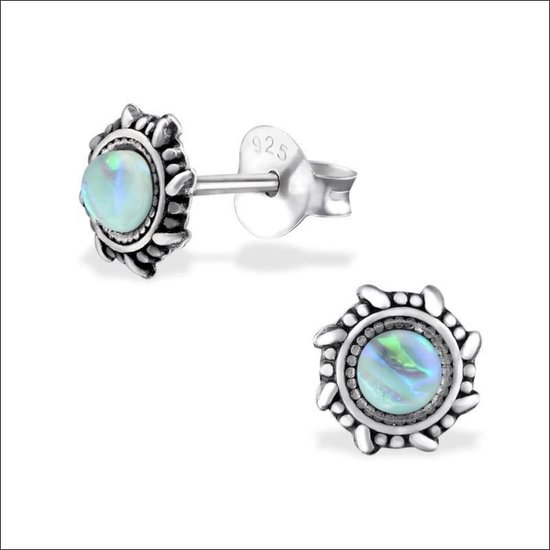 Aramat jewels ® - Bali oorbellen opaal 925 zilver mint 6mm