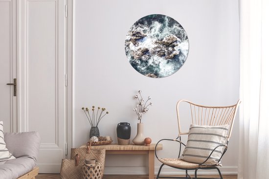 Cercle mural - Cercle mural - Mer - Pierres - Water - Aluminium - Dibond - ⌀ 60 cm - Intérieur et Extérieur