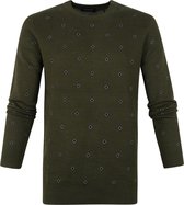 Scotch and Soda - Pullover Jacquard Donkergroen - Maat XL - Regular-fit