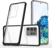 Samsung S20 hoesje transparant cover met bumper Zwart - Ultra Hybrid hoesje Samsung Galaxy S20 case