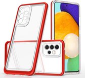 Samsung A72 5G hoesje transparant cover met bumper Rood - Ultra Hybrid hoesje Samsung Galaxy A72 5G case