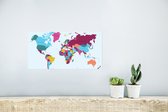 Wereldkaart Muur - Wereldkaart - Trendy - Kleurrijk - 40x20 cm - Poster