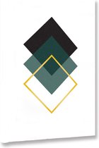 Akoestische panelen - Geluidsisolatie - Akoestische wandpanelen - Akoestisch schilderij AcousticBudget® - paneel met grafisch groene elementen - design 44 - 50x70 - Wanddecoratie -