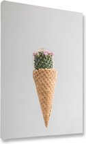 Akoestische panelen - Geluidsisolatie - Akoestische wandpanelen - Akoestisch schilderij AcousticBudget® - paneel met abstracte ijshoorn met cactus - design 86 - 60x90 - Wanddecorat