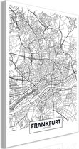 Schilderij - Map of Frankfurt (1 Part) Vertical.