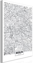 Schilderij - Map of Berlin (1 Part) Vertical.