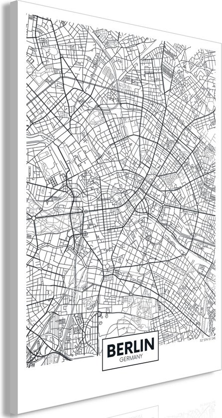 Schilderij - Map of Berlin (1 Part) Vertical