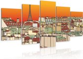 Schilderij - Parisian sky in orange colour.