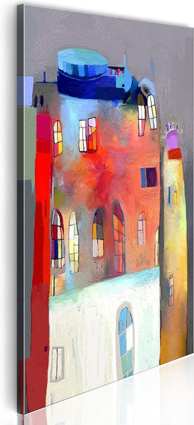 Schilderij - Rainbow-hued house.