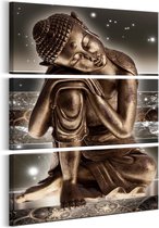 Schilderij - Buddha at Night.