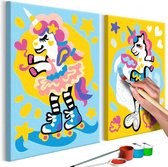 Doe-het-zelf op canvas schilderen - Funny Unicorns.