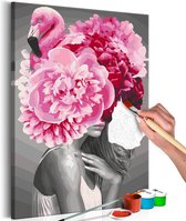 Doe-het-zelf op canvas schilderen - Flamingo Girl.