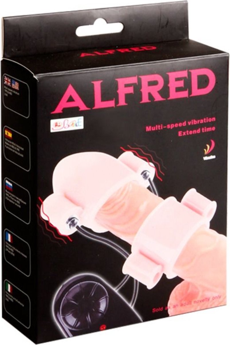 Baile Alfred - Penissleeve - Vibrerende Penissleeve - 1 Voor De Schacht, 1 Voor De Eikel - Roze