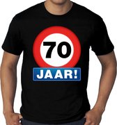 Grote maten stopbord / verkeersbord 70 jaar verjaardag t-shirt - zwart - heren - 70e verjaardag - Happy Birthday zeventig jaar shirts / kleding XXXXL