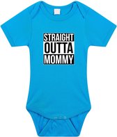 Straight outta mommy cadeau romper blauw voor babys / jongens - Moederdag / mama kado / geboorte / kraamcadeau - cadeau voor aanstaande moeder 80 (9-12 maanden)