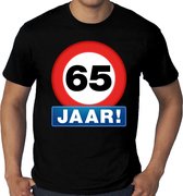 Grote maten stopbord / verkeersbord 65 jaar verjaardag t-shirt - zwart - heren - 65e verjaardag - Happy Birthday vijfenzestig jaar shirts / kleding XXXL