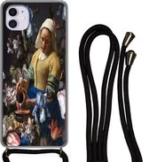 Coque avec cordon iPhone 11 - Melkmeisje - Fleurs - Arc-en-ciel - Siliconen - Bandoulière - Coque arrière avec cordon - Coque pour téléphone avec cordon - Coque avec corde