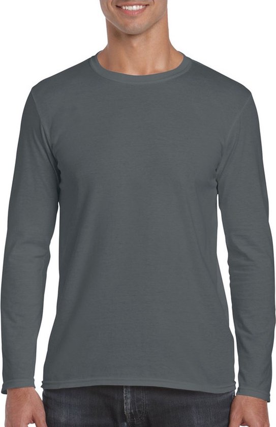 Basic heren t-shirt antraciet met lange mouwen - Herenkleding - herenshirt met lange mouw XL