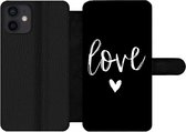 Bookcase Geschikt voor iPhone 12 Mini telefoonhoesje - Quotes - Love - Spreuken - Met vakjes - Wallet case met magneetsluiting