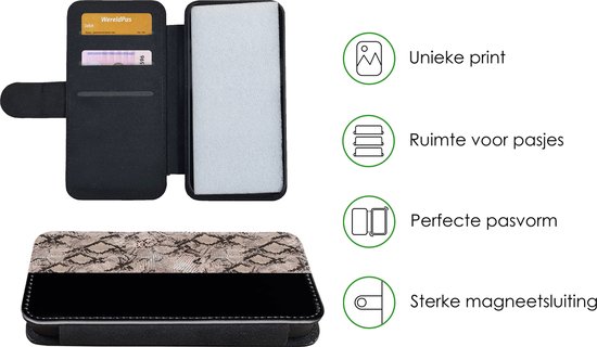 Telefoonhoesje Geschikt voor iPhone 12 Pro Max telefoonhoesje - Slangen - Design - Reptielen - Met vakjes - Wallet case met magneetsluiting