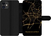 Bookcase Geschikt voor iPhone 11 telefoonhoesje - Frankfurt am Main - Kaart - Goud - Met vakjes - Wallet case met magneetsluiting