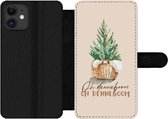 Bookcase Geschikt voor iPhone 12 Pro Max telefoonhoesje - Kerst - Spreuken - Oh denneboom oh denneboom - Quotes - Met vakjes - Wallet case met magneetsluiting