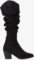 Tango | Ella square 4-d black high waxed suede slobby boot - black heel | Maat: 42