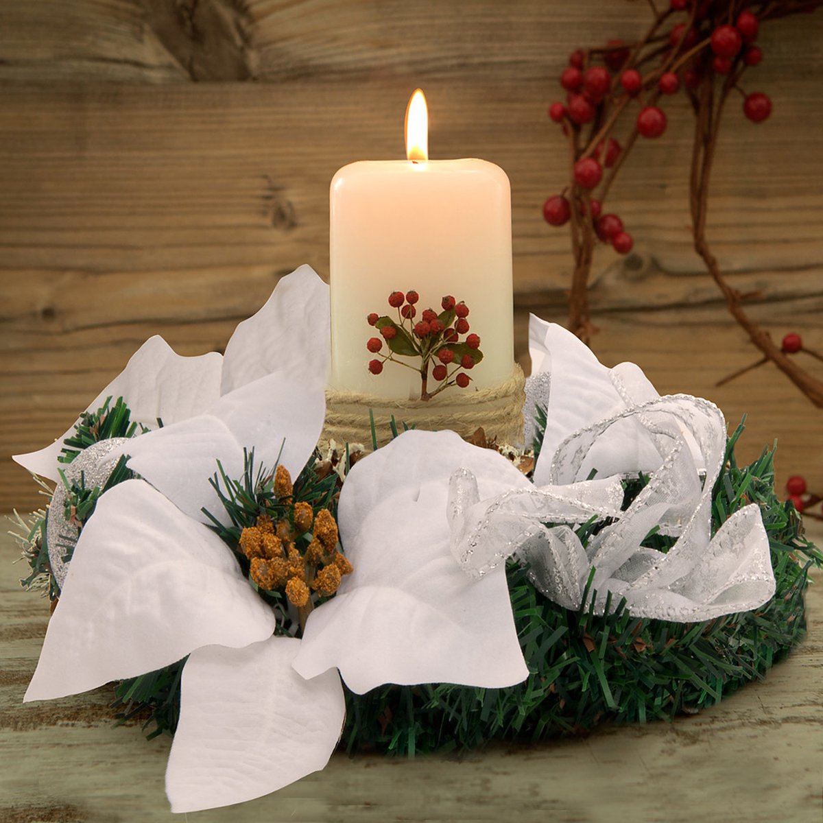 Deuba Deurkrans Kerst - Herbruikbaar Ø22cm - Wit