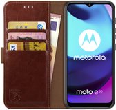 Rosso Element Book Case Wallet Hoesje Geschikt voor Motorola Moto E20 | Portemonnee | 3 Pasjes | Magneetsluiting | Stand Functie | Bruin