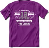 12 Jaar Legend T-Shirt | Zilver - Wit | Grappig Verjaardag en Feest Cadeau | Dames - Heren - Unisex | Kleding Kado | - Paars - XXL