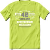 42 Jaar Legend T-Shirt | Zilver - Wit | Grappig Verjaardag en Feest Cadeau | Dames - Heren - Unisex | Kleding Kado | - Groen - L