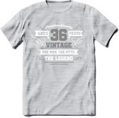 36 Jaar Legend T-Shirt | Zilver - Wit | Grappig Verjaardag en Feest Cadeau | Dames - Heren - Unisex | Kleding Kado | - Licht Grijs - Gemaleerd - L