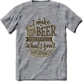 I Make Beer Disappear T-Shirt | Bier Kleding | Feest | Drank | Grappig Verjaardag Cadeau | - Donker Grijs - Gemaleerd - XXL