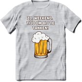 Zo Weekend, Tijd Om Bij Te Tanken T-Shirt | Bier Kleding | Feest | Drank | Grappig Verjaardag Cadeau | - Licht Grijs - Gemaleerd - 3XL