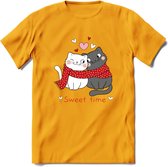 Sweet Time - Valentijn T-Shirt | Grappig Valentijnsdag Cadeautje voor Hem en Haar | Dames - Heren - Unisex | Kleding Cadeau | - Geel - XL