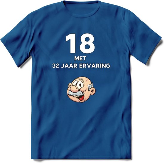 18 met 32 jaar ervaring T-Shirt | Grappig Abraham 50 Jaar Verjaardag Kleding Cadeau | Dames – Heren - Donker Blauw - S