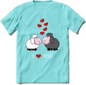 I Love You - Valentijn T-Shirt | Grappig Valentijnsdag Cadeautje voor Hem en Haar | Dames - Heren - Unisex | Kleding Cadeau | - Licht Blauw - XL