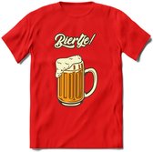 Biertje! T-Shirt | Bier Kleding | Feest | Drank | Grappig Verjaardag Cadeau | - Rood - 3XL