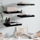 Decoways - Wandschappen zwevend 4 stuks 40x23x3,8 cm MDF hoogglans zwart