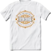 1936 The One And Only T-Shirt | Goud - Zilver | Grappig Verjaardag  En  Feest Cadeau | Dames - Heren | - Wit - L